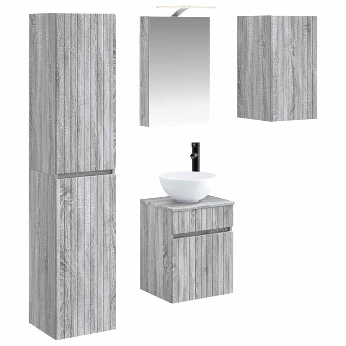 Set dulap baie 5 pcs Sonoma gri 40 x 10,5 x 60,5 cm WALTI