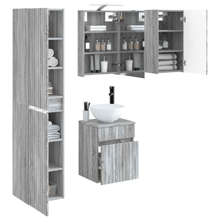 Set dulap baie 5 pcs Sonoma gri 40 x 10,5 x 60,5 cm WALTI