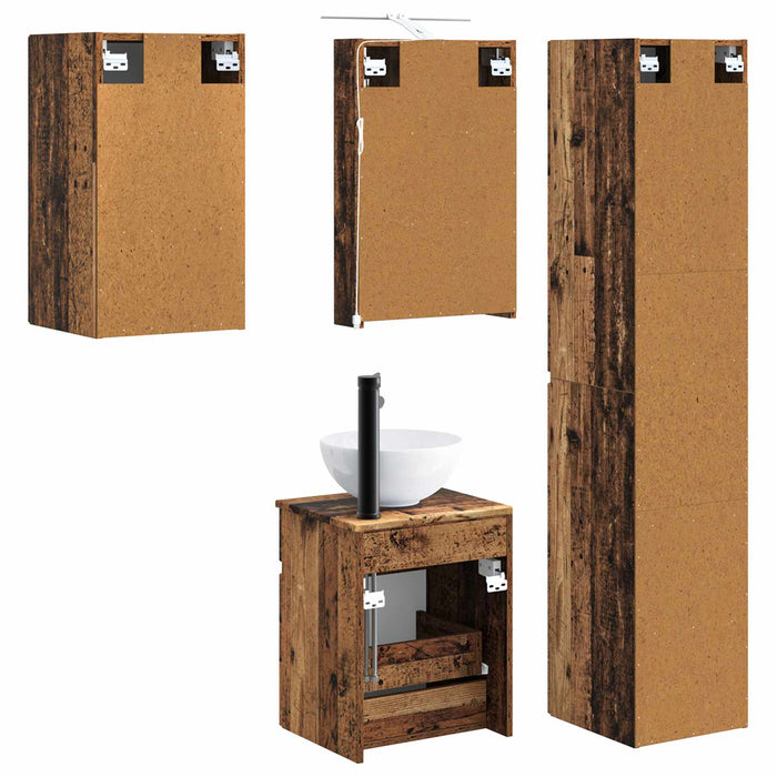 Set dulap baie 5 pcs Lemn vechi 40 x 10,5 x 60,5 cm WALTI