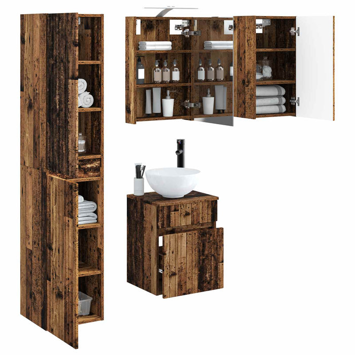 Set dulap baie 5 pcs Lemn vechi 40 x 10,5 x 60,5 cm WALTI