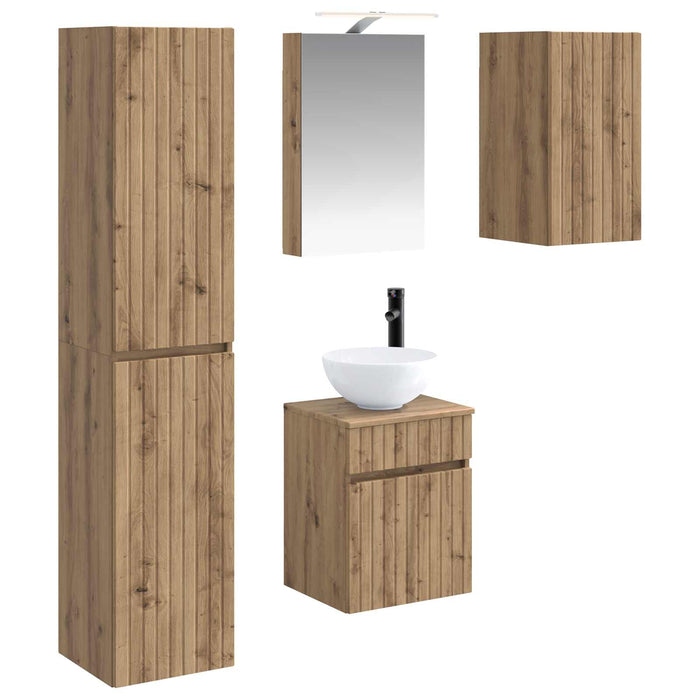 Set dulap baie 5 pcs Stejar Artizanal 40 x 10,5 x 60,5 cm WALTI