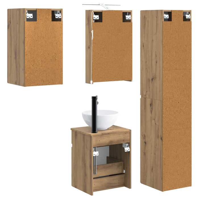 Set dulap baie 5 pcs Stejar Artizanal 40 x 10,5 x 60,5 cm WALTI