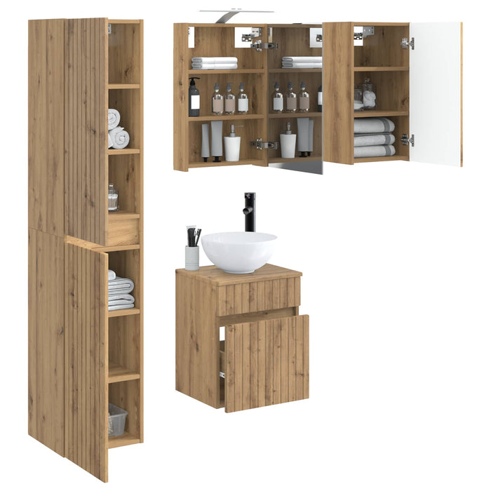 Set dulap baie 5 pcs Stejar Artizanal 40 x 10,5 x 60,5 cm WALTI