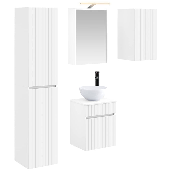 Set dulap baie 5 pcs Alb 43 x 16 x 62,5 cm Lemn prelucrat WALTI