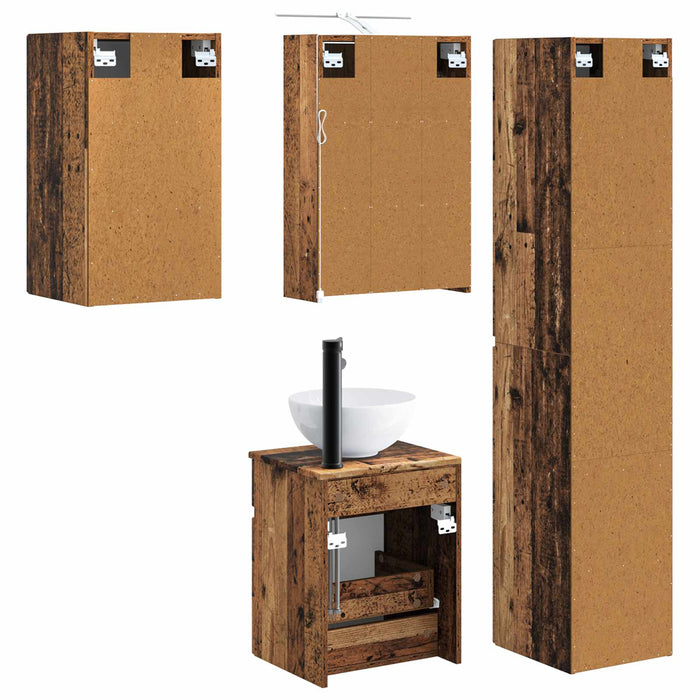 Set dulap baie 5 pcs Lemn vechi 43 x 16 x 62,5 cm WALTI