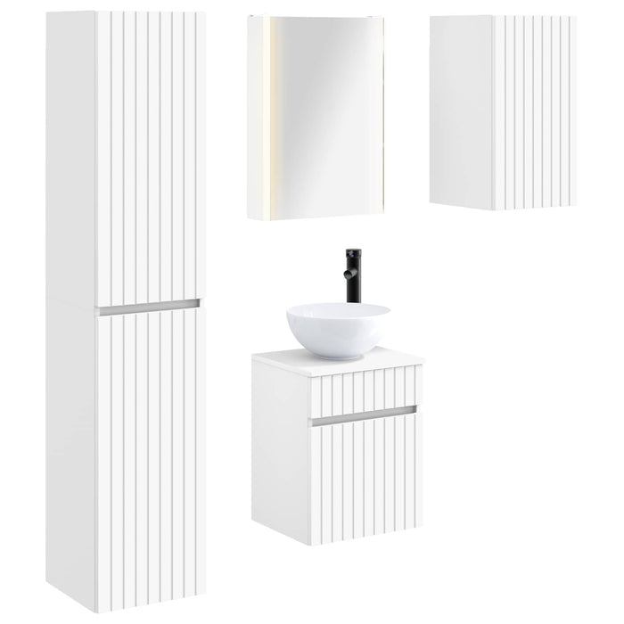 Set dulap baie 5 pcs Alb 43 x 11,5 x 60,5 cm Lemn prelucrat WALTI