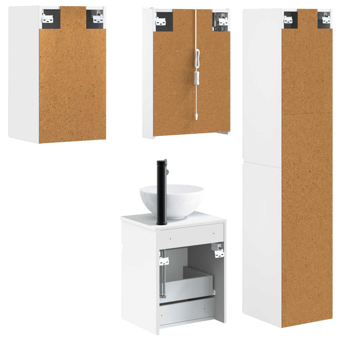 Set dulap baie 5 pcs Alb 43 x 11,5 x 60,5 cm Lemn prelucrat WALTI