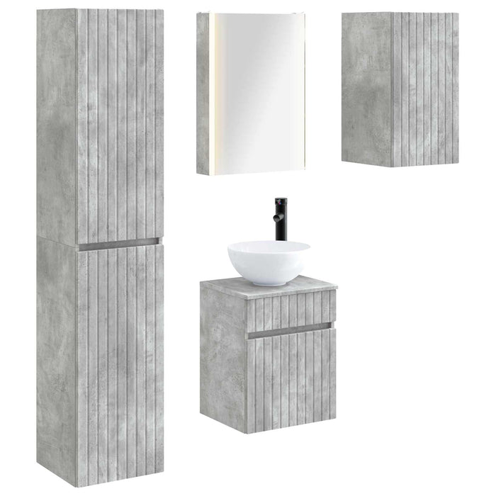 Set dulap baie 5 pcs Gri Beton 43 x 11,5 x 60,5 cm WALTI