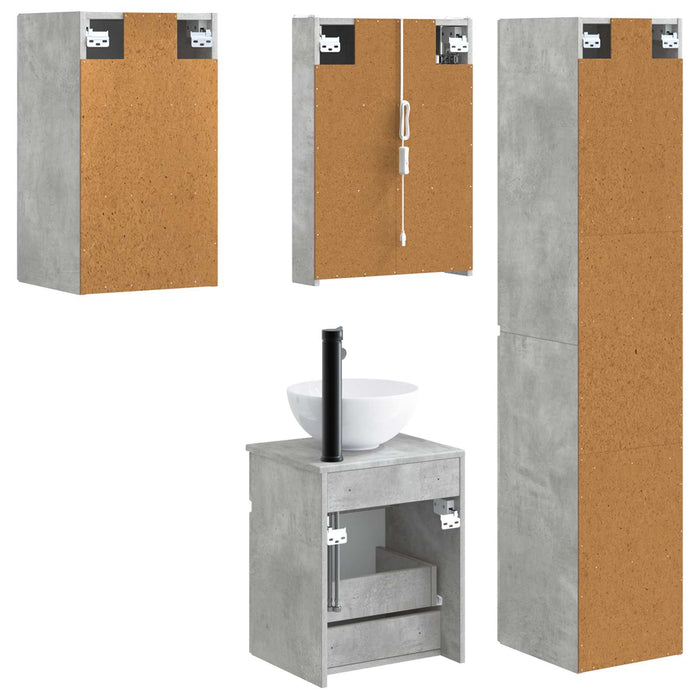 Set dulap baie 5 pcs Gri Beton 43 x 11,5 x 60,5 cm WALTI