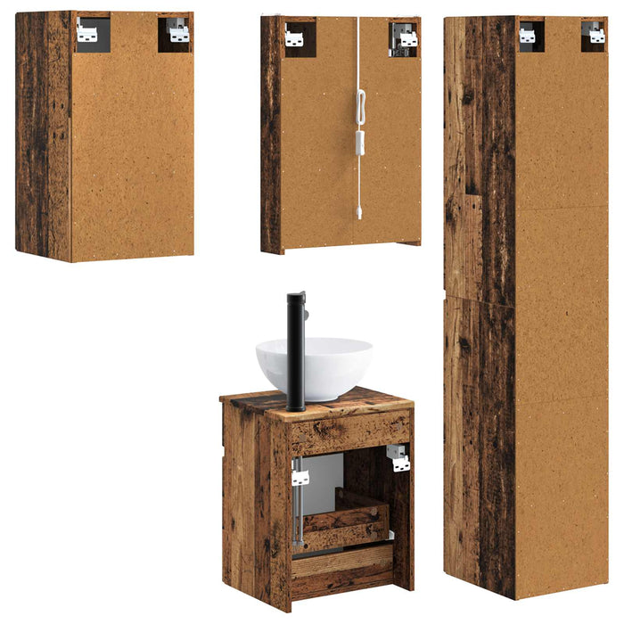 Set dulap baie 5 pcs Lemn vechi 43 x 11,5 x 60,5 cm WALTI