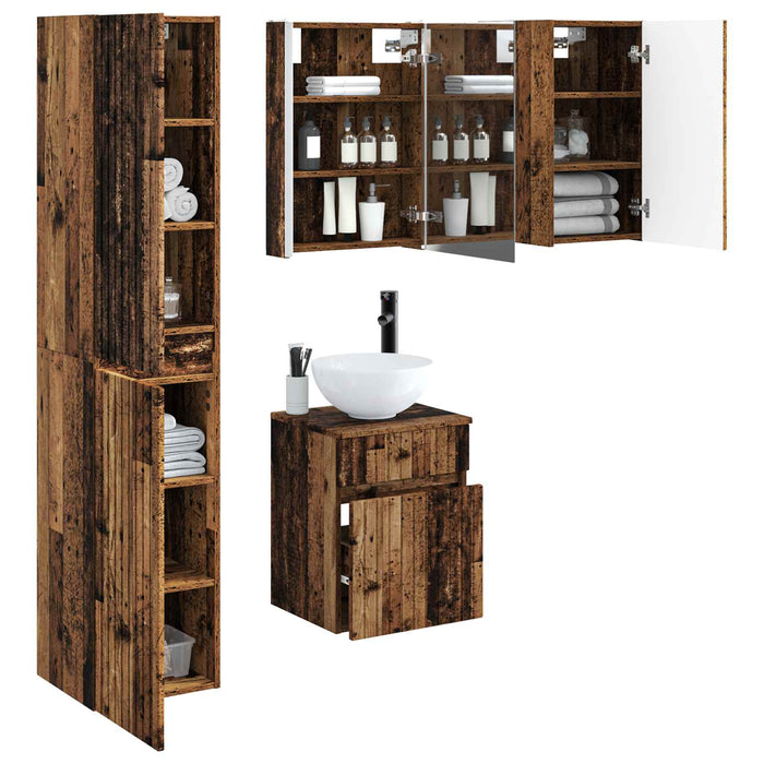 Set dulap baie 5 pcs Lemn vechi 43 x 11,5 x 60,5 cm WALTI