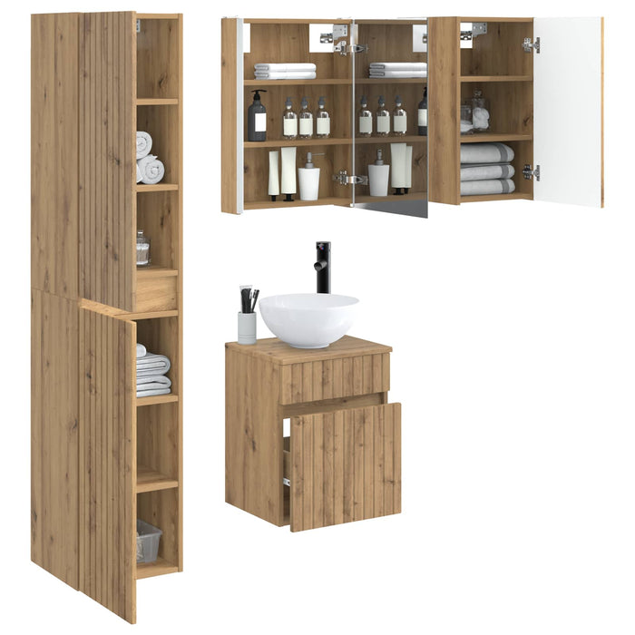 Set dulap baie 5 pcs Stejar Artizanal 43 x 11,5 x 60,5 cm WALTI