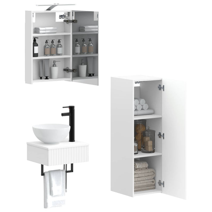 Set dulap baie 4 pcs Alb 40 x 10,5 x 60,5 cm Lemn prelucrat WALTI