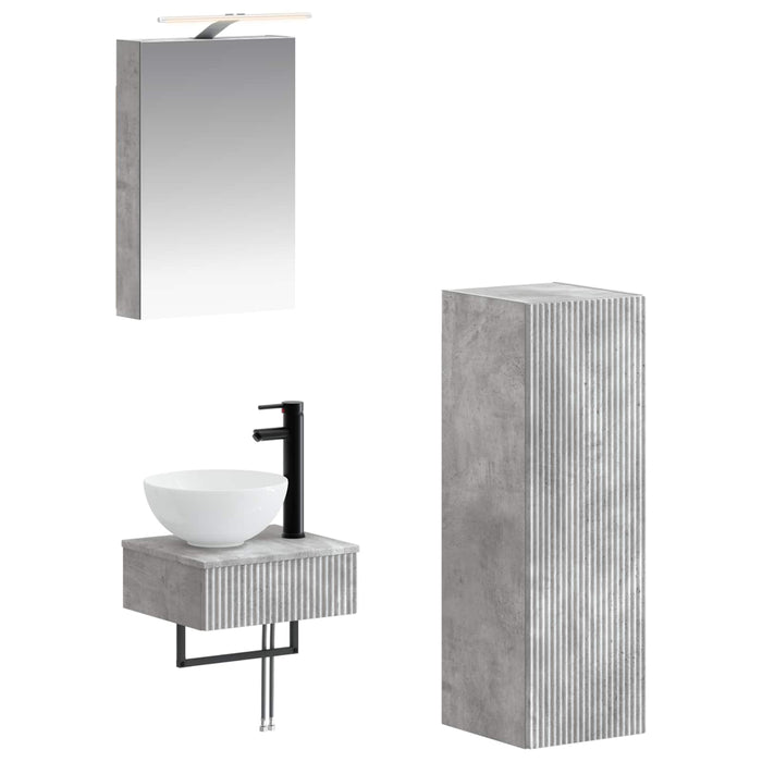 Set dulap baie 4 pcs Gri Beton 40 x 10,5 x 60,5 cm WALTI