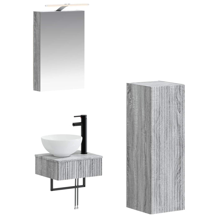 Set dulap baie 4 pcs Sonoma gri 40 x 10,5 x 60,5 cm WALTI