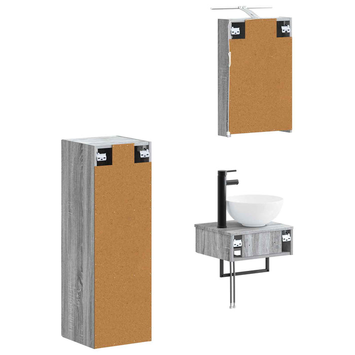 Set dulap baie 4 pcs Sonoma gri 40 x 10,5 x 60,5 cm WALTI