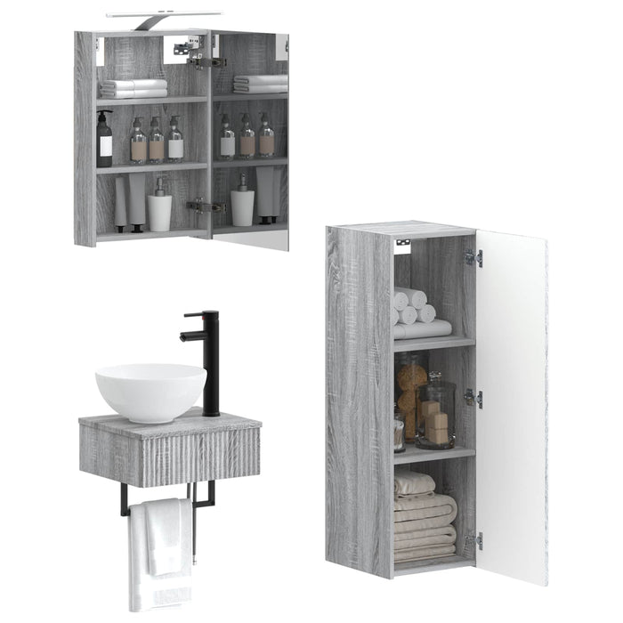 Set dulap baie 4 pcs Sonoma gri 40 x 10,5 x 60,5 cm WALTI