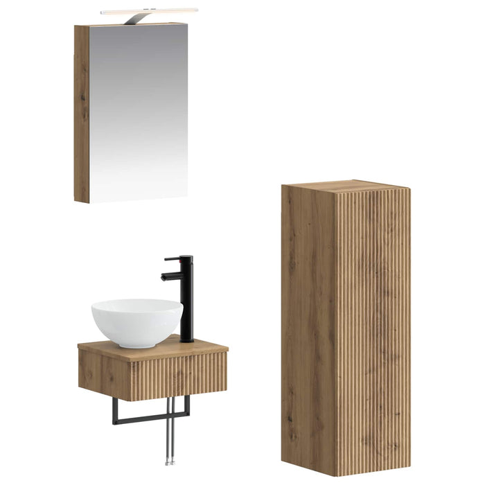 Set dulap baie 4 pcs Stejar Artizanal 40 x 10,5 x 60,5 cm WALTI