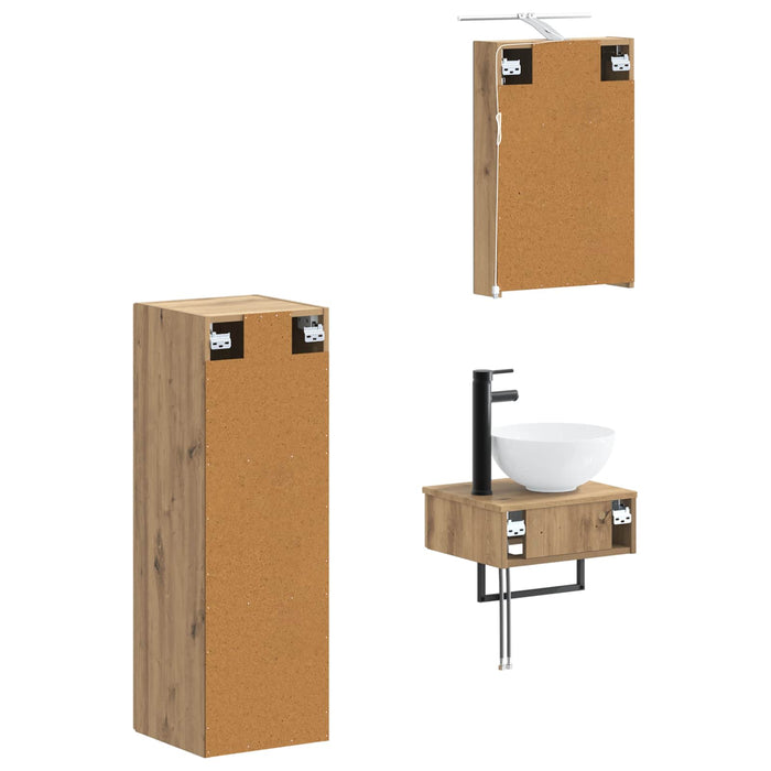 Set dulap baie 4 pcs Stejar Artizanal 40 x 10,5 x 60,5 cm WALTI
