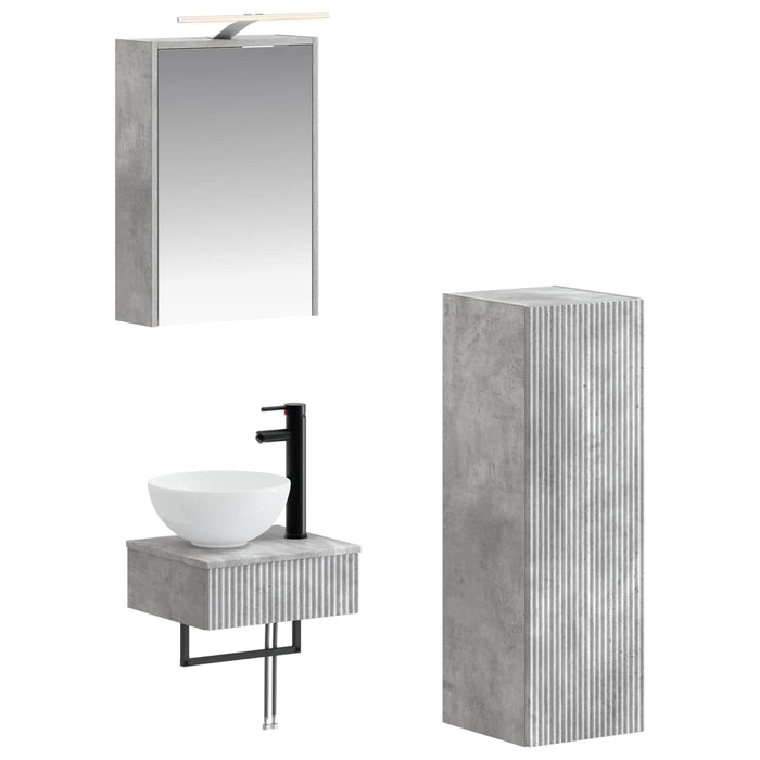 Set dulap baie 4 pcs Gri Beton 43 x 16 x 62,5 cm Lemn prelucrat WALTI