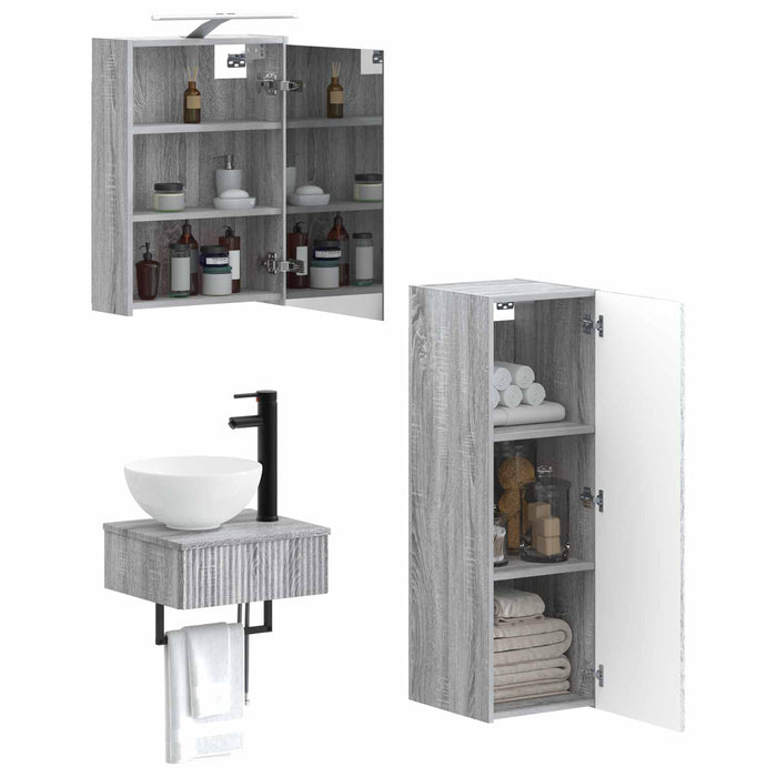 Set dulap baie 4 pcs Sonoma gri 43 x 16 x 62,5 cm WALTI