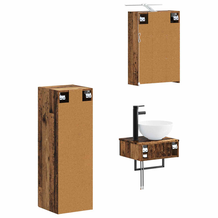 Set dulap baie 4 pcs Lemn vechi 43 x 16 x 62,5 cm WALTI