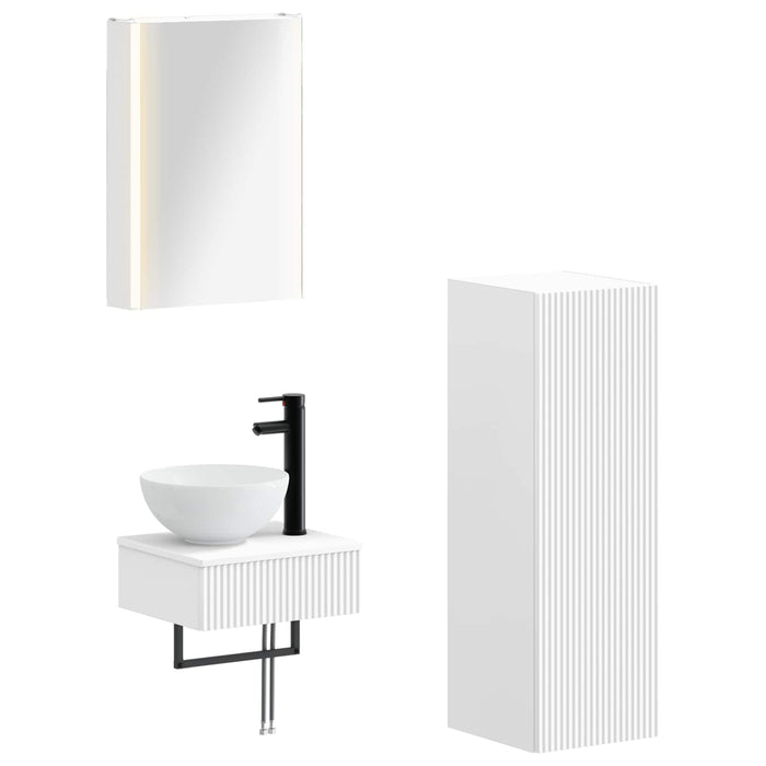 Set dulap baie 4 pcs Alb 43 x 11,5 x 60,5 cm Lemn prelucrat WALTI