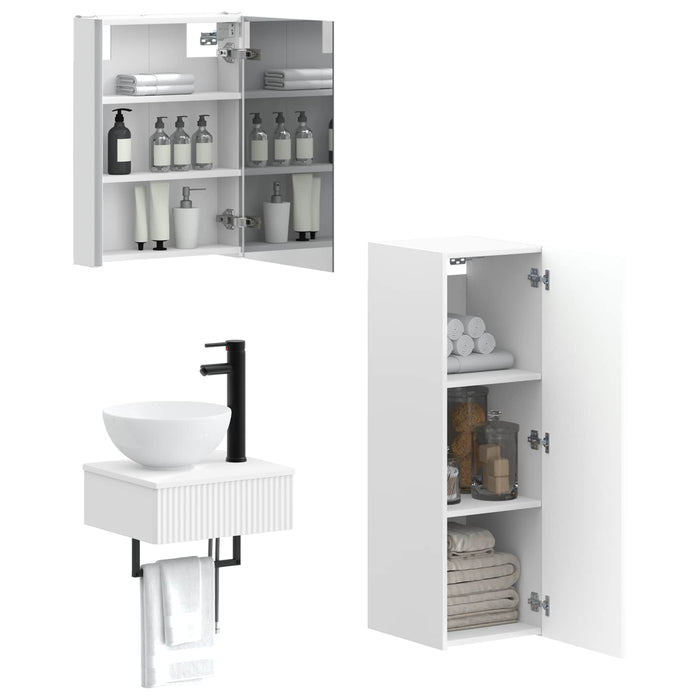 Set dulap baie 4 pcs Alb 43 x 11,5 x 60,5 cm Lemn prelucrat WALTI