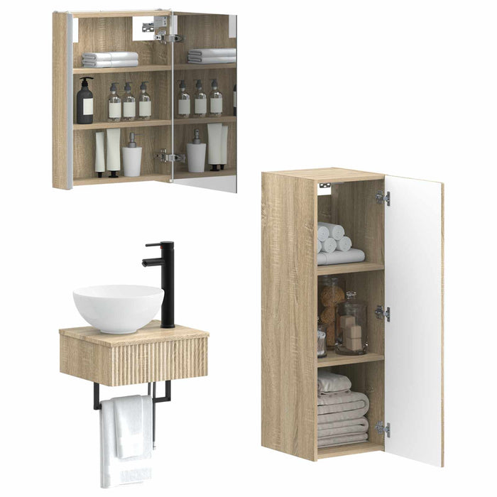 Set dulap baie 4 pcs Stejar Sonoma 43 x 11,5 x 60,5 cm WALTI