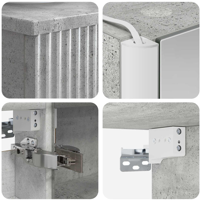 Set dulap baie 4 pcs Gri Beton 43 x 11,5 x 60,5 cm WALTI