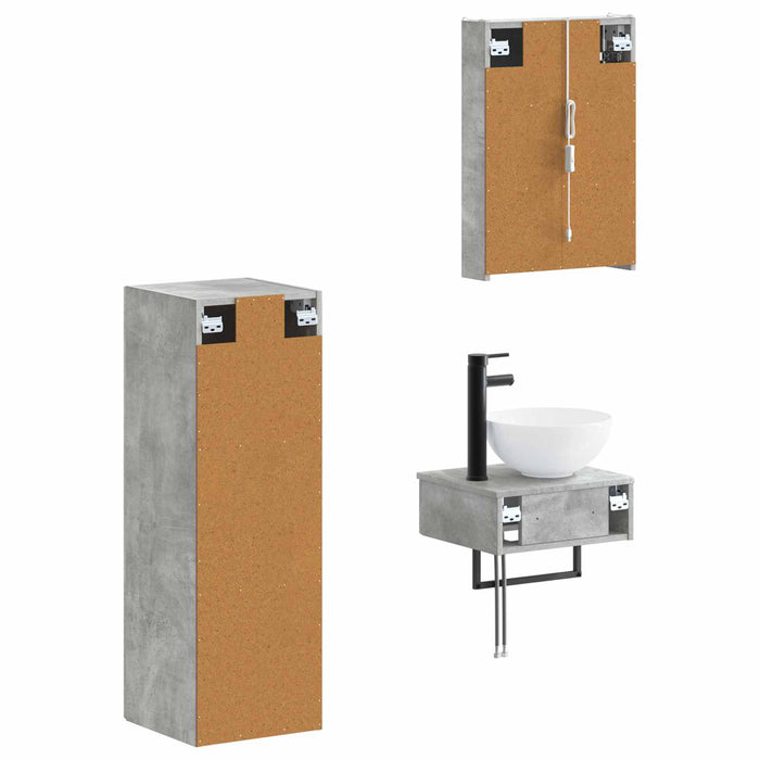 Set dulap baie 4 pcs Gri Beton 43 x 11,5 x 60,5 cm WALTI