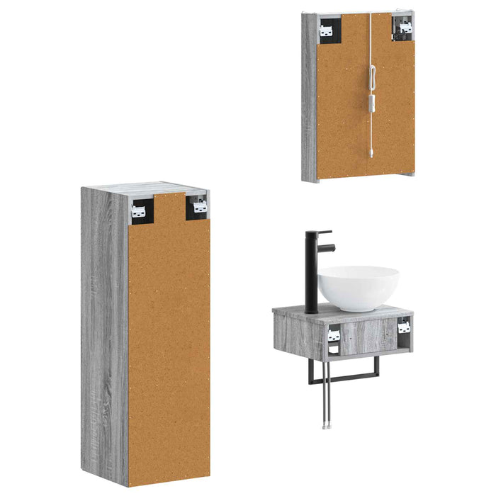 Set dulap baie 4 pcs Sonoma gri 43 x 11,5 x 60,5 cm WALTI