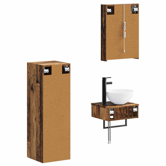 Set dulap baie 4 pcs Lemn vechi 43 x 11,5 x 60,5 cm WALTI