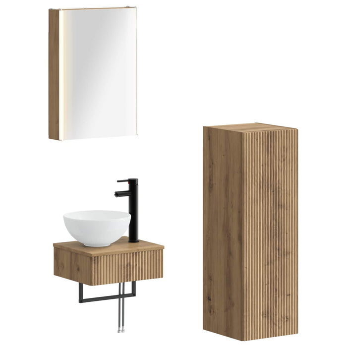 Set dulap baie 4 pcs Stejar Artizanal 43 x 11,5 x 60,5 cm WALTI
