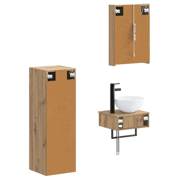 Set dulap baie 4 pcs Stejar Artizanal 43 x 11,5 x 60,5 cm WALTI