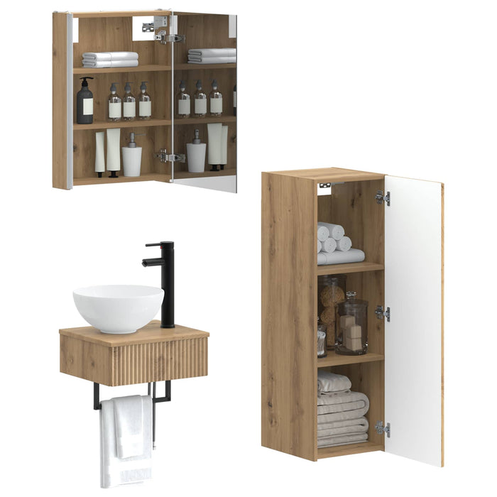 Set dulap baie 4 pcs Stejar Artizanal 43 x 11,5 x 60,5 cm WALTI
