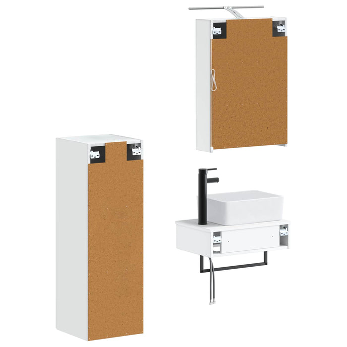 Set dulap baie 4 pcs Alb 50 x 14,5 x 70 cm Lemn prelucrat WALTI