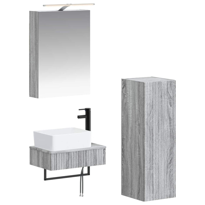 Set dulap baie 4 pcs Sonoma gri 50 x 14,5 x 70 cm WALTI