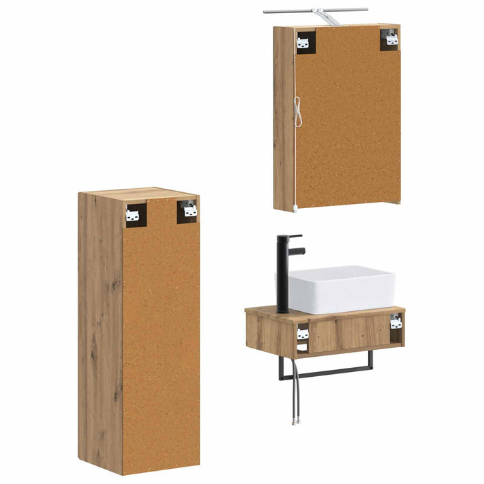 Set dulap baie 4 pcs Stejar Artizanal 50 x 14,5 x 70 cm WALTI