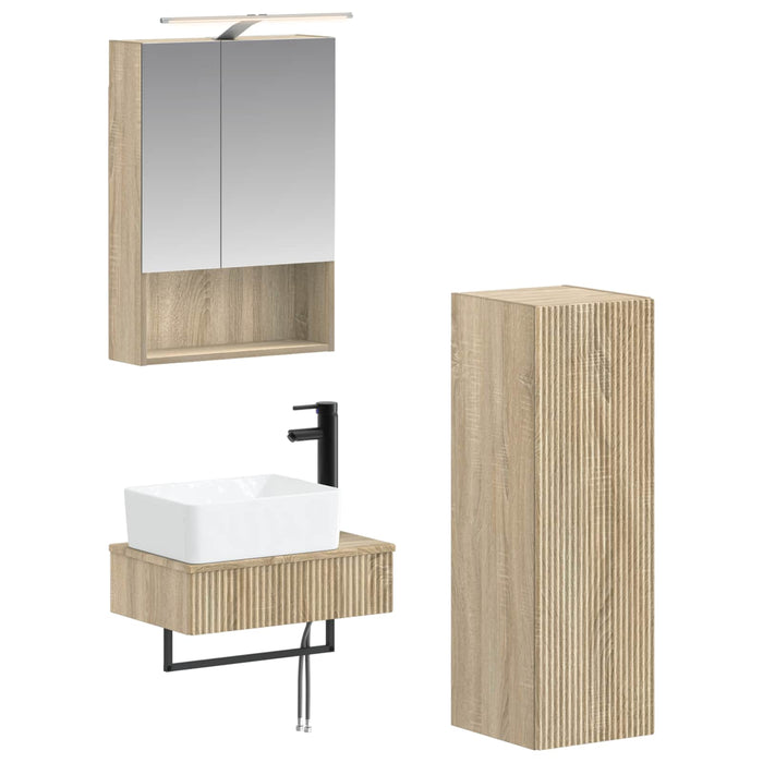 Set dulap baie 4 pcs Stejar Sonoma 50 x 14,5 x 70 cm WALTI