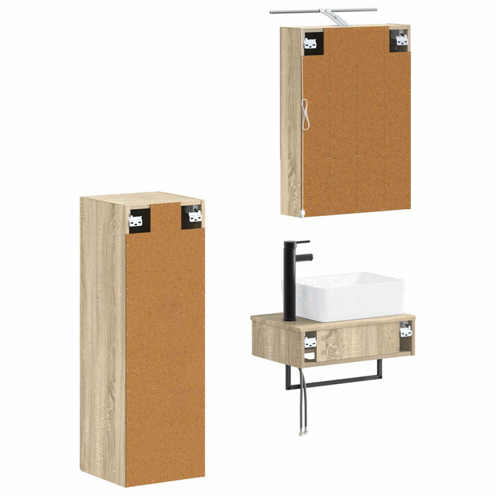 Set dulap baie 4 pcs Stejar Sonoma 50 x 14,5 x 70 cm WALTI