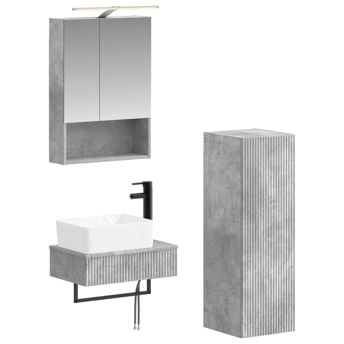 Set dulap baie 4 pcs Gri Beton 50 x 14,5 x 70 cm Lemn prelucrat WALTI