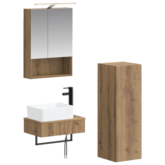 Set dulap baie 4 pcs Stejar Artizanal 50 x 14,5 x 70 cm WALTI