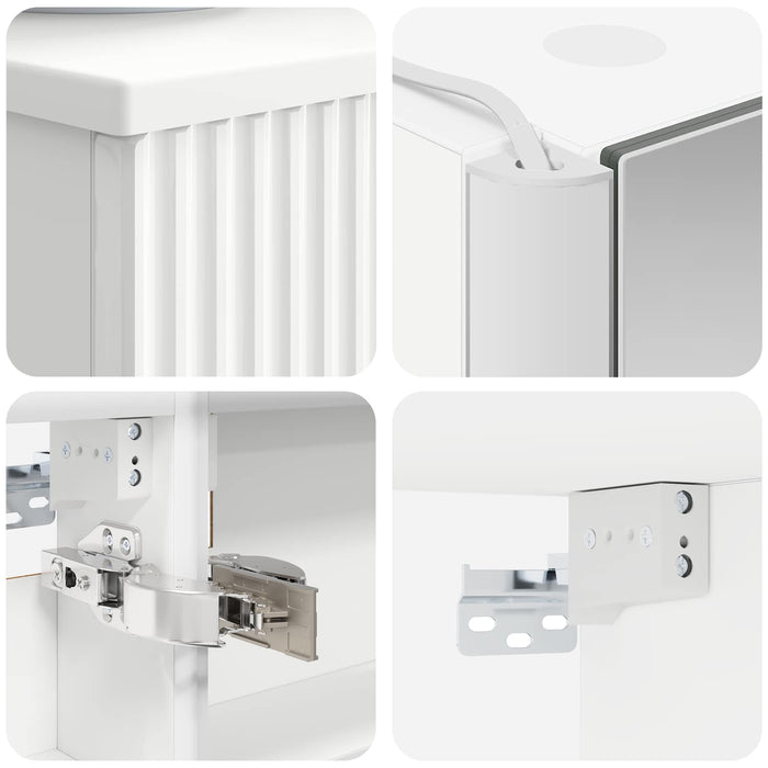Set de mobilier pentru baie 4 pcs Alb Lemn prelucrat și sticlă WALTI
