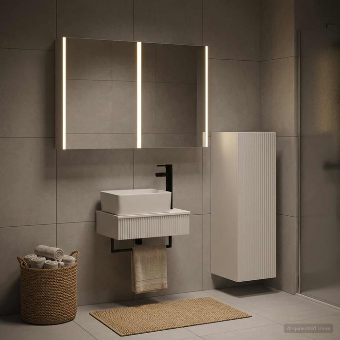 Set de mobilier pentru baie 4 buc. Alb Lemn prelucrat și sticlă WALTI