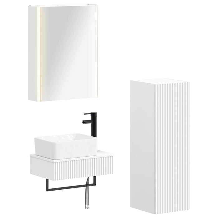 Set de mobilier pentru baie 4 pcs Alb Lemn prelucrat și sticlă WALTI