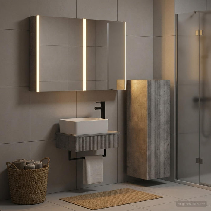 Set de mobilier pentru baie 4 buc. Gri Beton WALTI