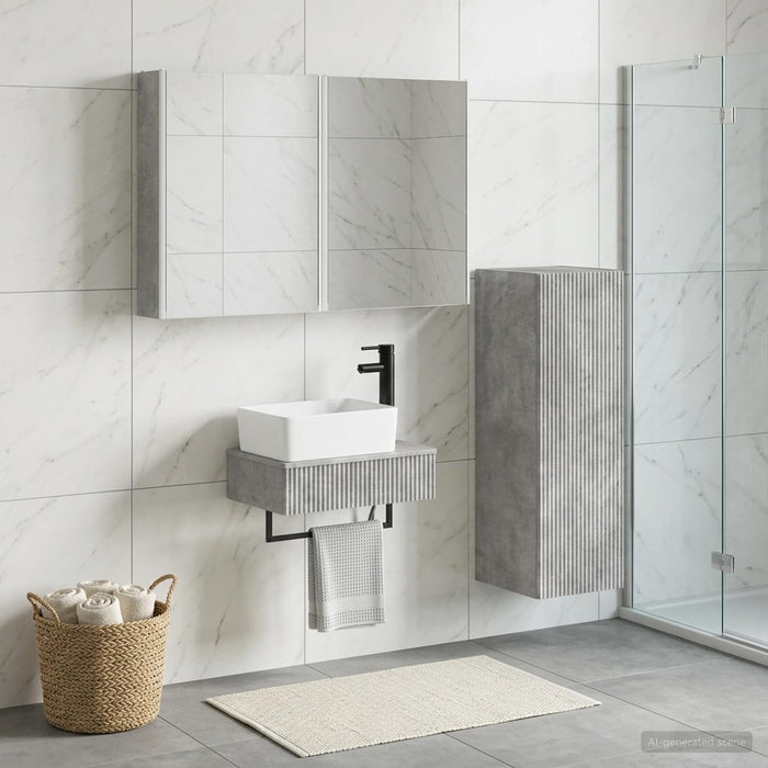 Set de mobilier pentru baie 4 buc. Gri Beton WALTI