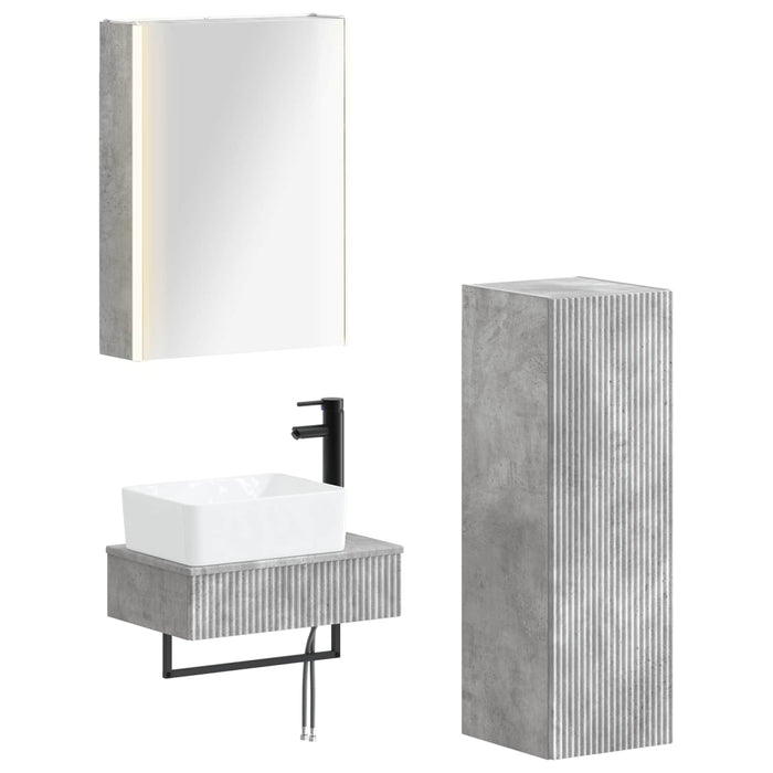 Set de mobilier pentru baie 4 pcs Gri Beton WALTI