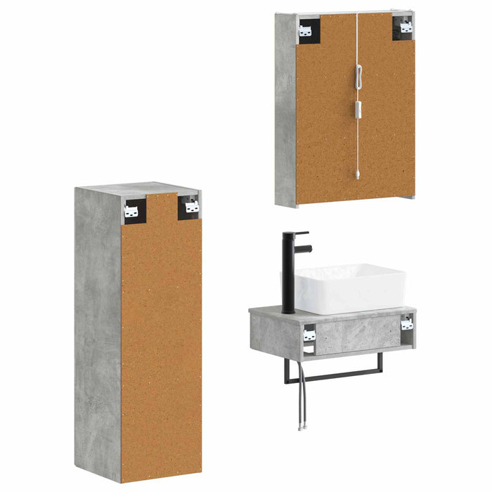 Set de mobilier pentru baie 4 pcs Gri Beton WALTI